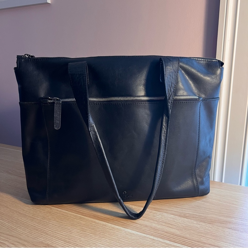Wild West LA Large Leather Tote Bag Black